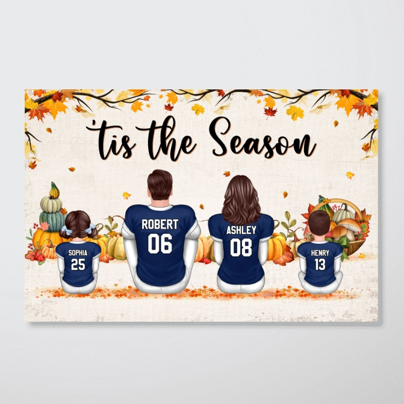 Fall Season Football Family Sitting - Personalized Poster - Gift For Husband Dad Grandpa