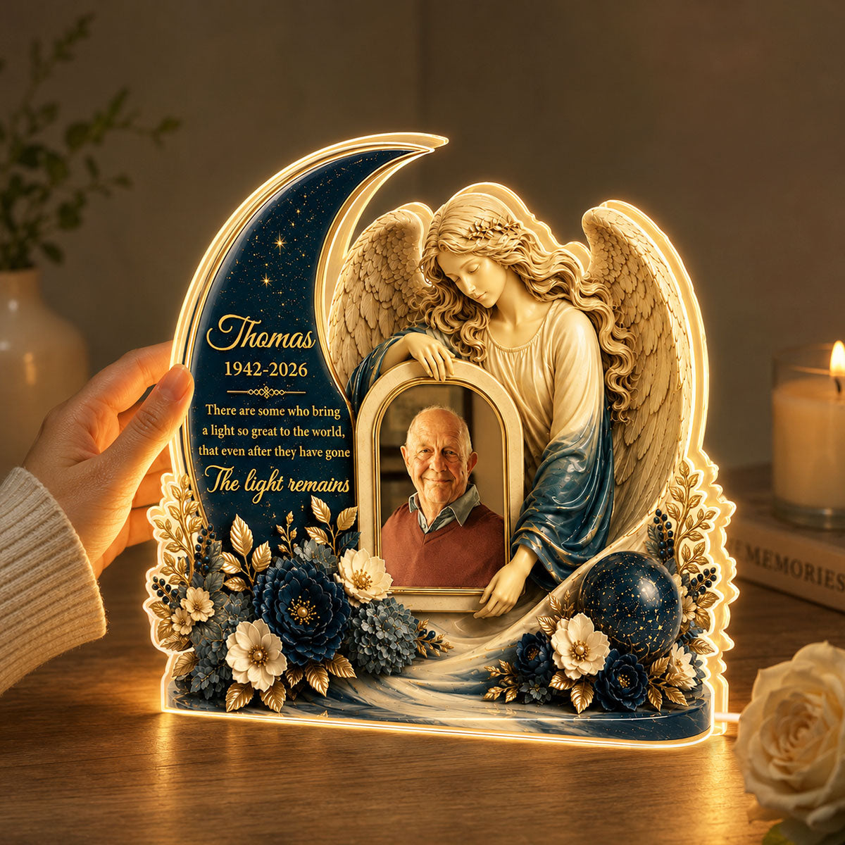 Your Light Remains Memorial - Personalized Light Box - Heartfelt Sympathy Keepsake, Remembrance Gift for Loss of Loved One