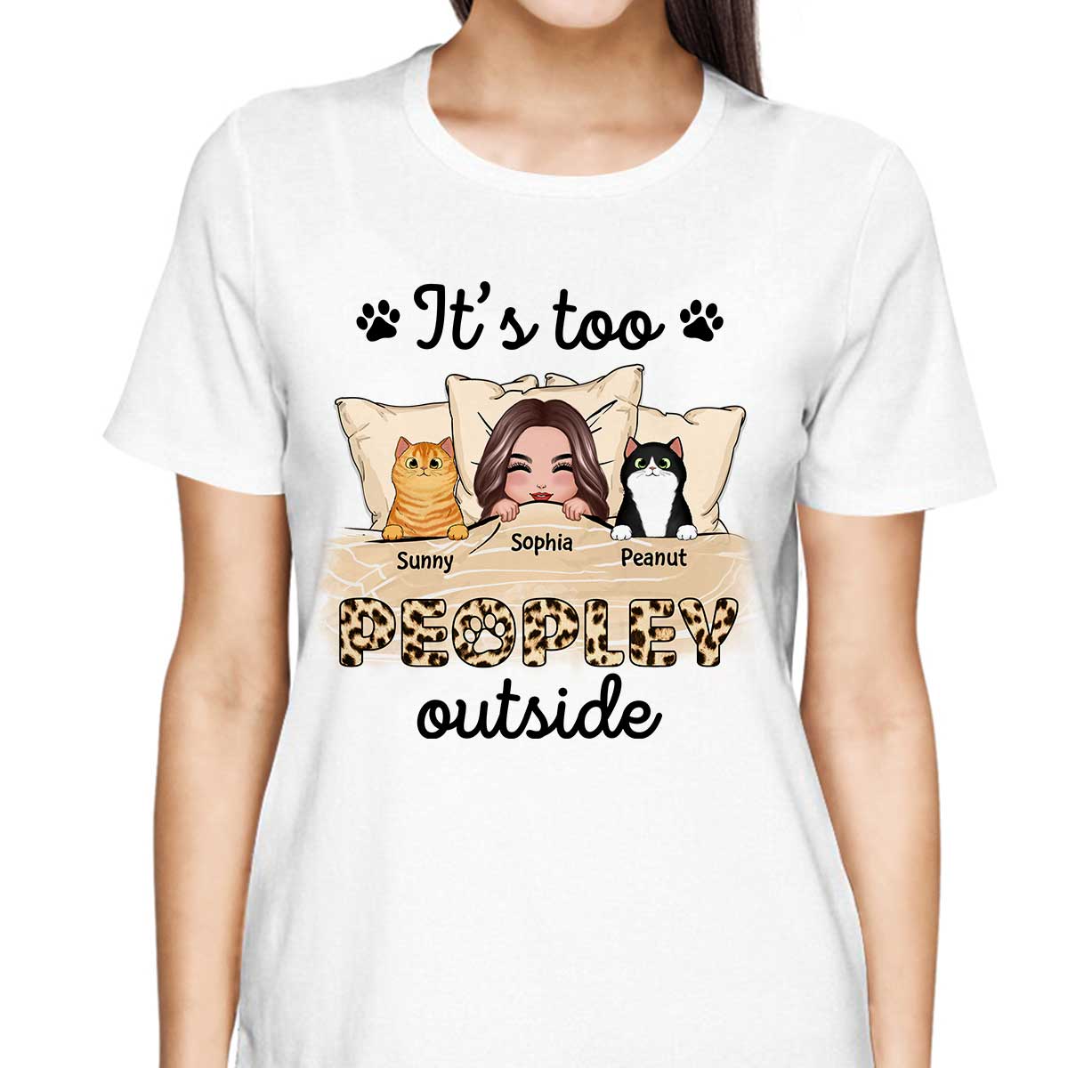 Leopard Cat Mom It‘s Too Peopley Outside Personalized Shirt