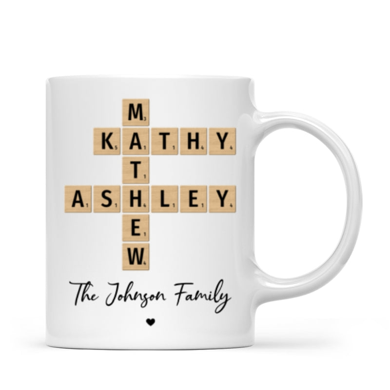 Family Crossword Puzzle Art Gift For Family Friends Personalized Mug
