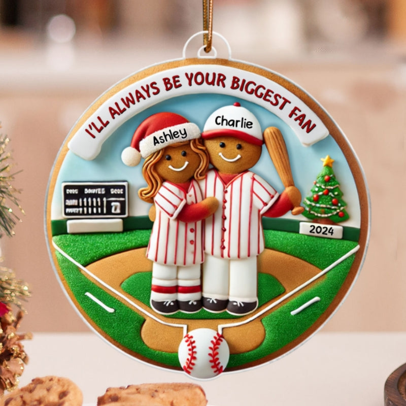 3D Effect Baseball Gingerbread Always Your Biggest Fan Personalized Acrylic Ornament