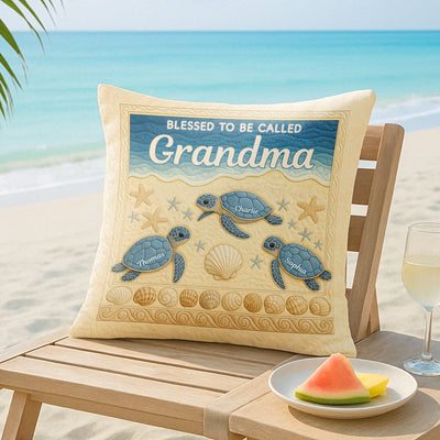 Blessed To Be Called Grandma 3D Effect Turtles Personalized Pillow, Heartfelt Gift For Grandma