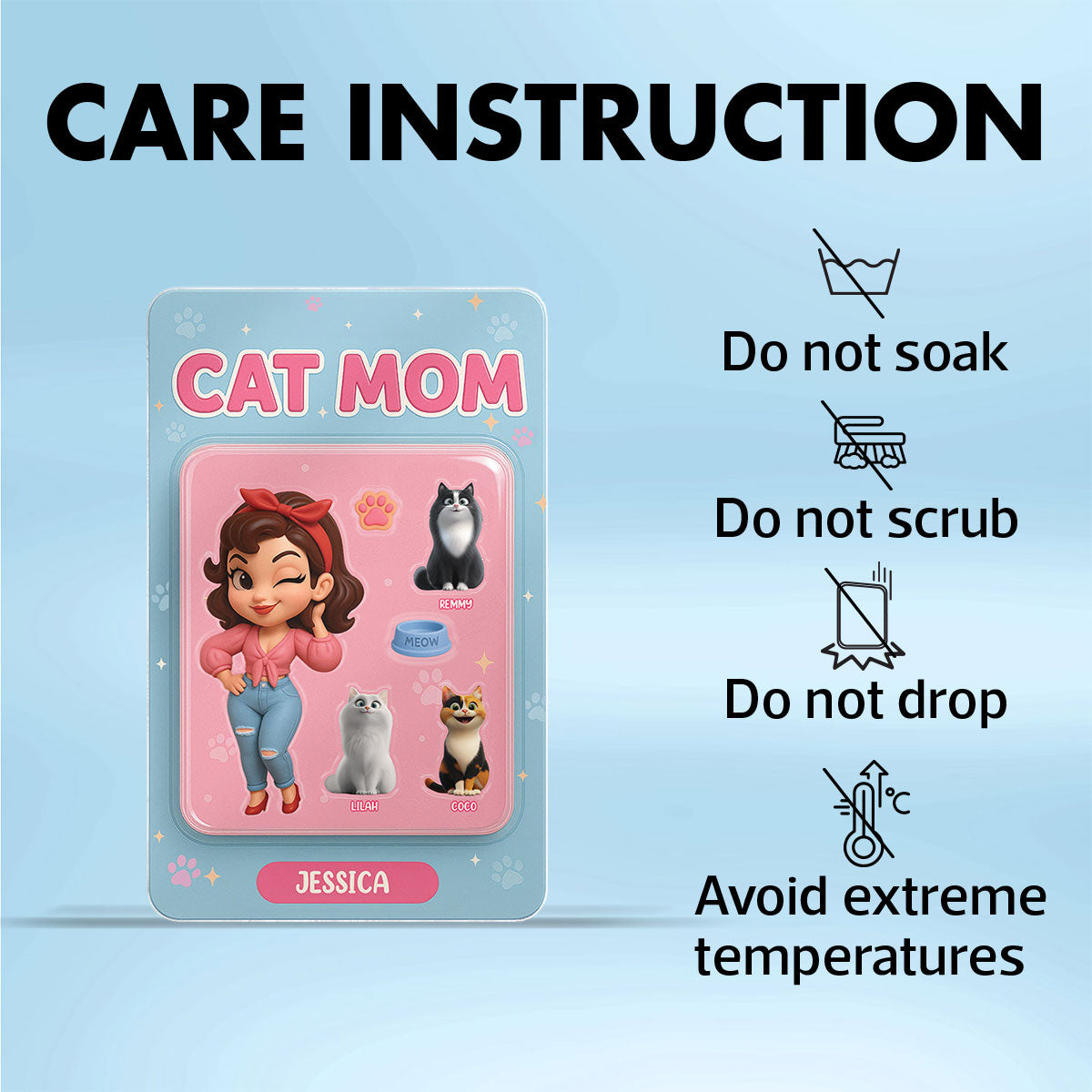 Cat Mom Custom Figure Cute Cartoon Cats Personalized Acrylic Block Plaque, Gift for Cat Mom