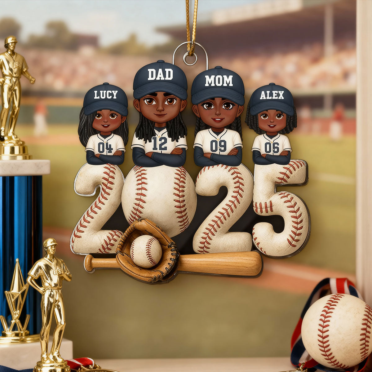 3D Effect Christmas Baseball Family Together We're A Team - Personalized Acrylic Ornament - Gift For Family