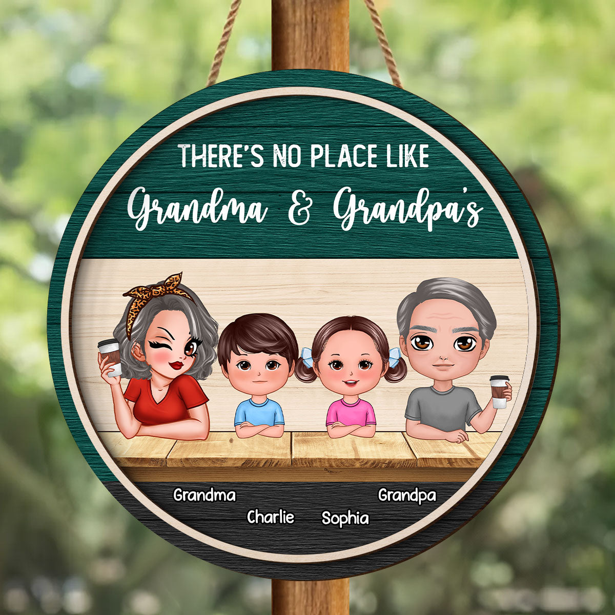No Place Like Grandma Grandpa's House, Personalized 2 Layer Wooden Door Sign, Home Decor