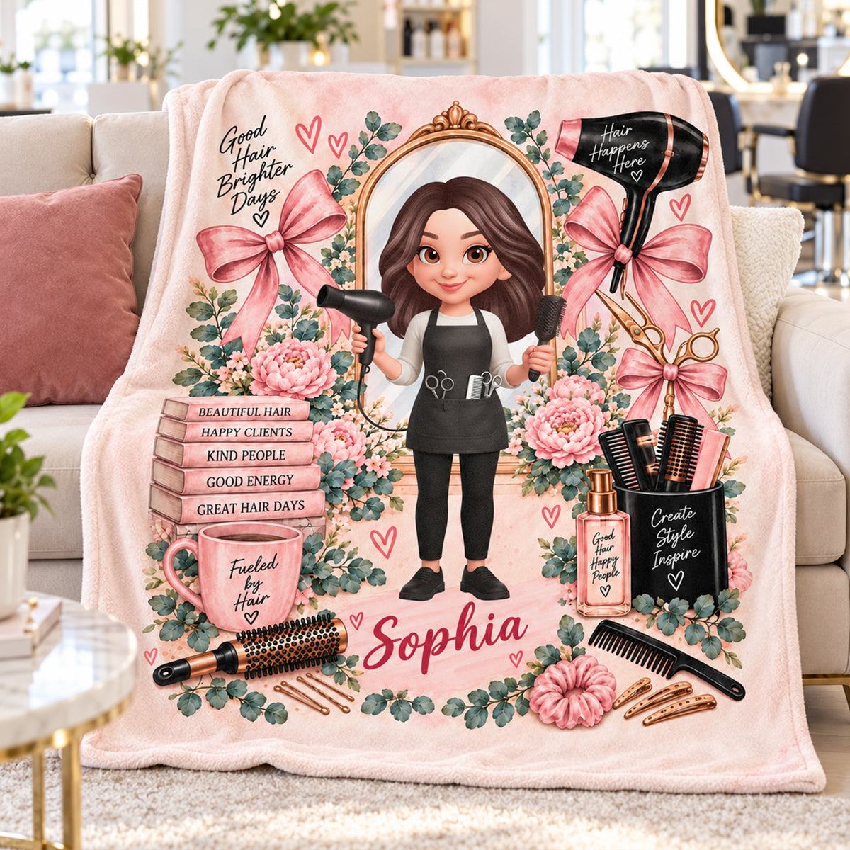 Beautiful Hairdresser - Personalized Fleece Blanket - Christmas Gift For Girl, Granddaughter, Daughter, Hairdressers, Hairstylist
