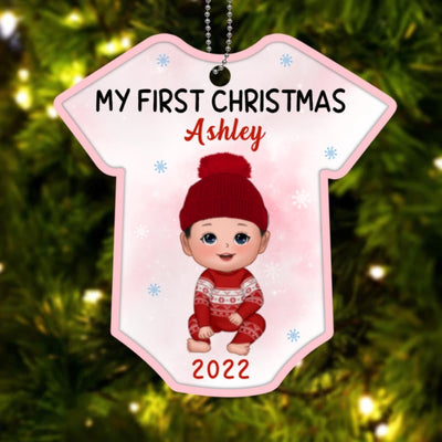 Baby In Baby Onesie Personalized Wooden Ornament