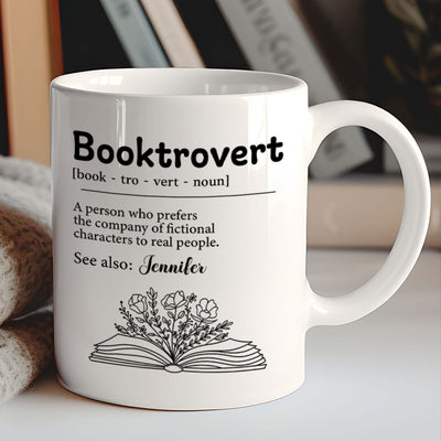 Booktrovert Definition Gift For Book Lover, Bookworm Personalized Mug