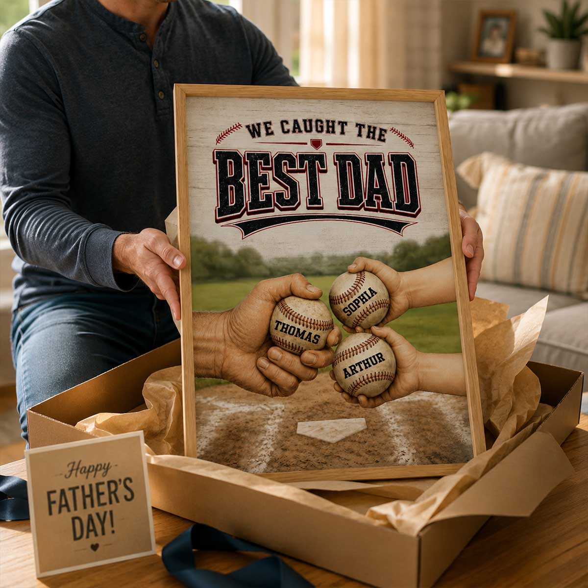 We Caught The Best Dad Baseball Fist Bump - Personalized Poster - Father's Day Gift For Dad