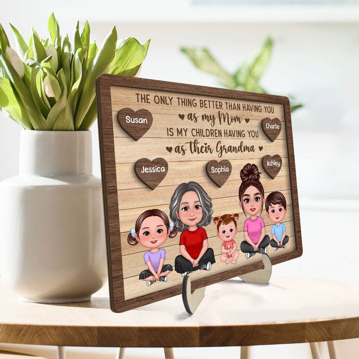 My Kids Have You As Their Grandma Personalized 2-layer Wooden Plaque