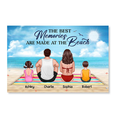 The Best Memories Are Made At The Beach Back View Family Couple Kid Dog Cat Personalized Horizontal Poster