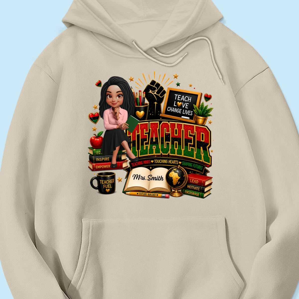 Teach Love Changes Life - Personalized Shirt - African American Teacher Appreciation Gift, Back to School Trendy Tee
