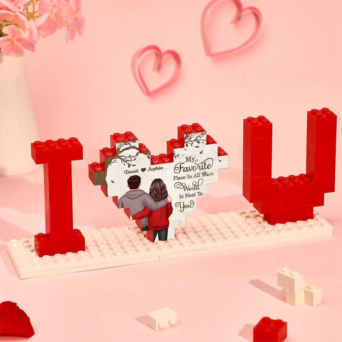 Personalized Building Blocks Puzzle, Couple Favorite Place, I Love You Block Puzzle, Birthday, Anniversary Gifts for Her & for Him