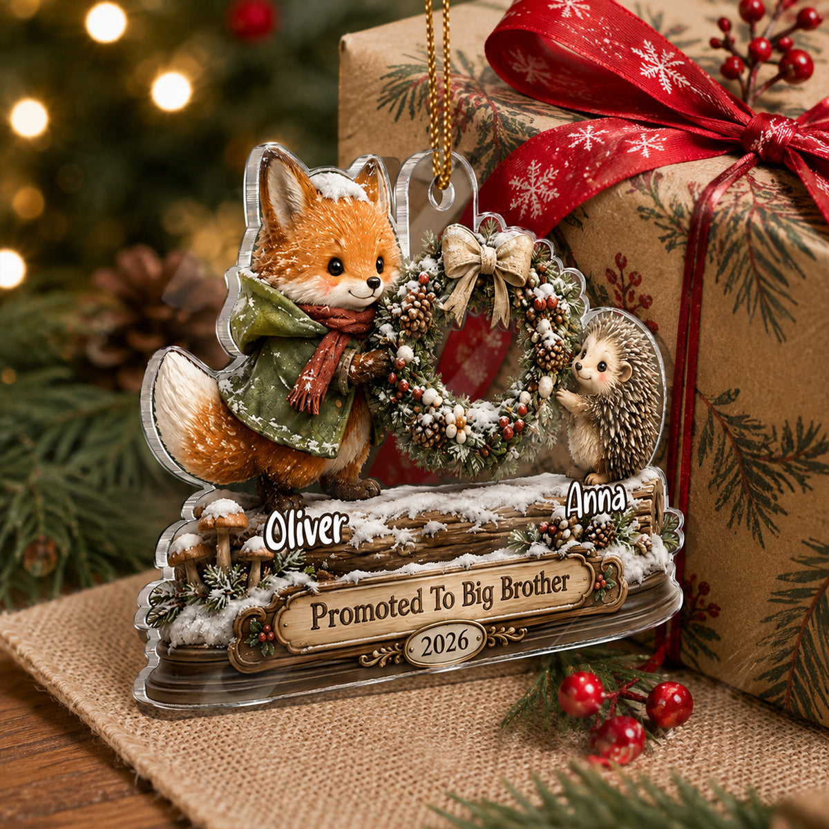 Promoted To Big Brother Sister Christmas - Personalized Acrylic Ornament - Christmas Keepsake