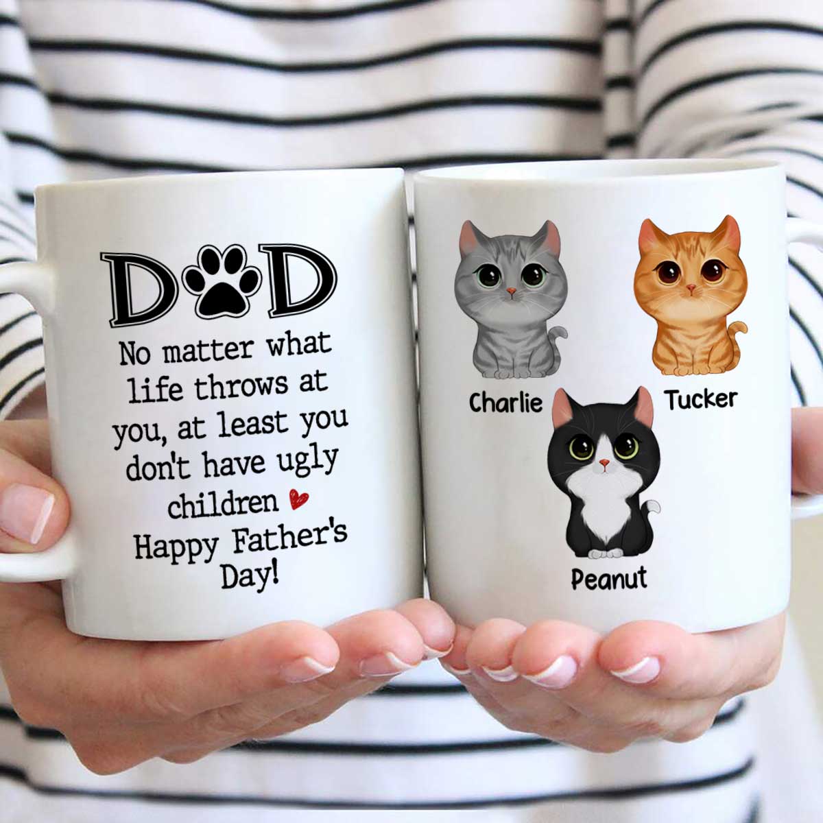 Cat Dad No Matter What Happy Father‘s Day Personalized Mug