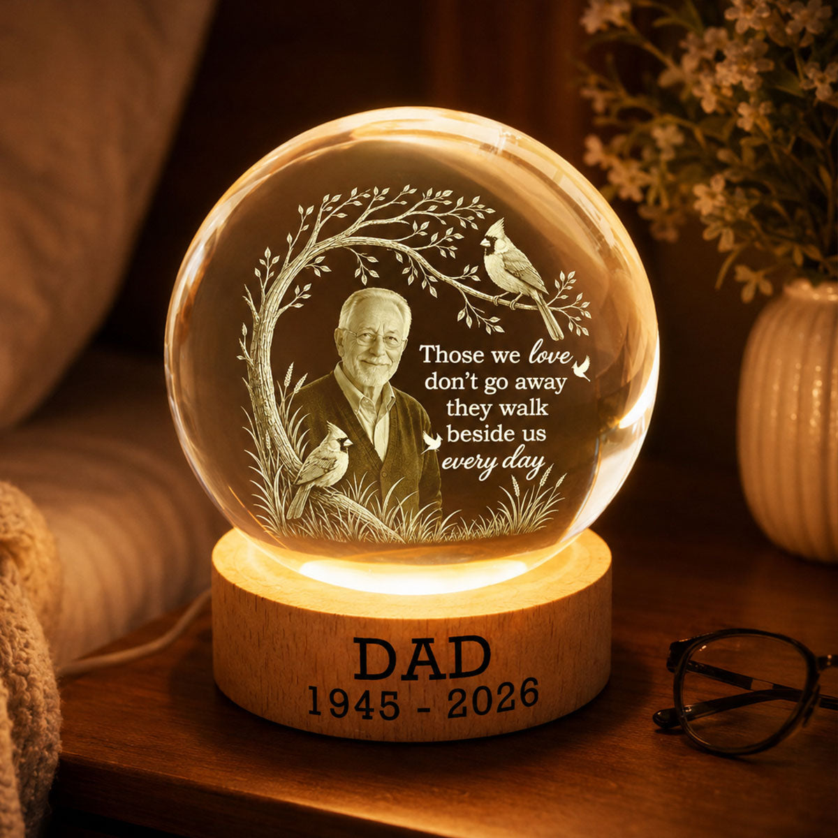 Those We Love Custom Photo Memorial - Personalized Crystal Ball - Memorial Gift, Sympathy Gift For Loss Of Loved One