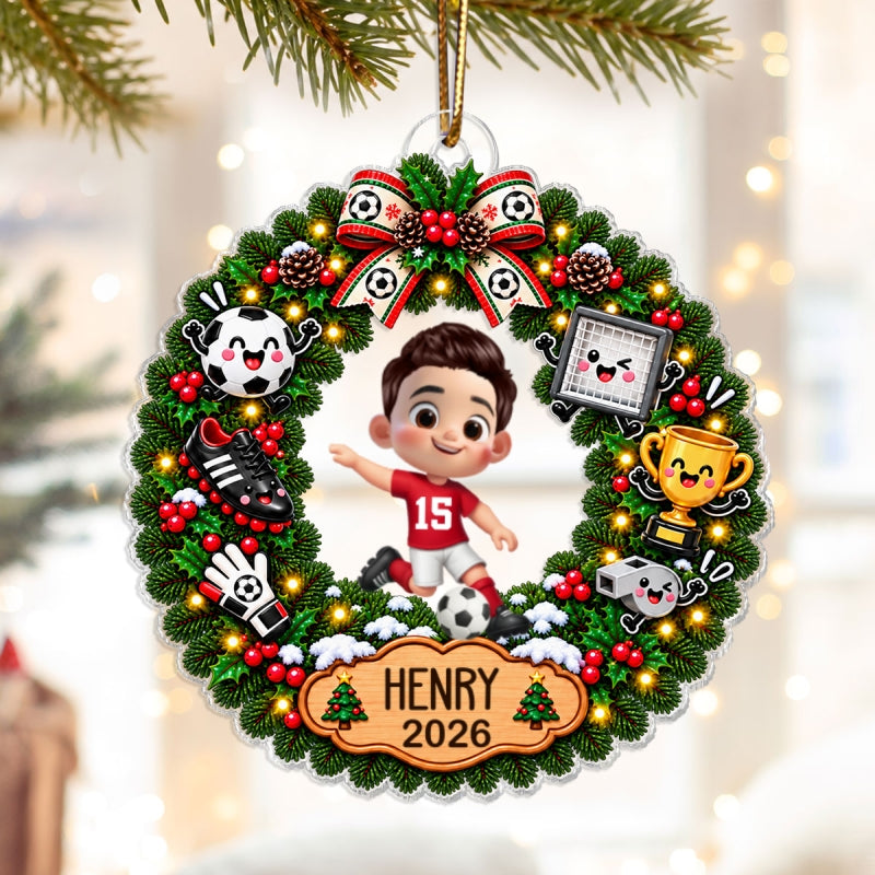 Soccer Boy Girl Design - Personalized Acrylic Ornament - Christmas Gift For Soccer Player, Soccer Team Gift