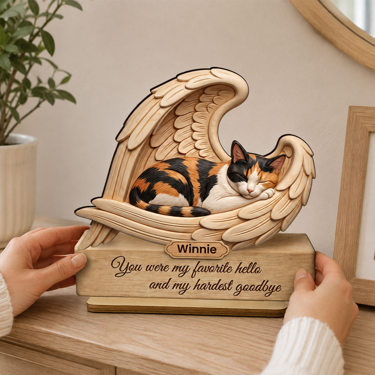 Cat Memorial I Loved You Your Whole Life - Personalized 2-Layered Wooden Plaque - Sympathy Pet Loss Gift