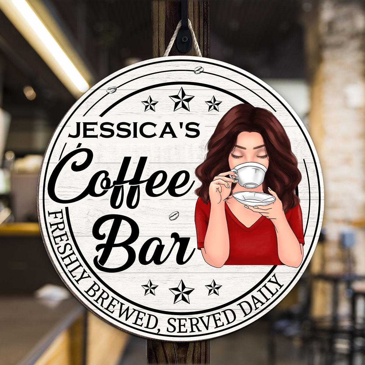 Coffee Bar Personalized Wood Sign Decor for Home, Kitchen, Coffee Station, Office