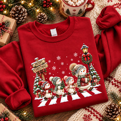 Merry Christmas Snowman Grandma Grandkids Walking - Personalized Shirt - Thoughtful Christmas Gift for Grandma, Mom, Wife