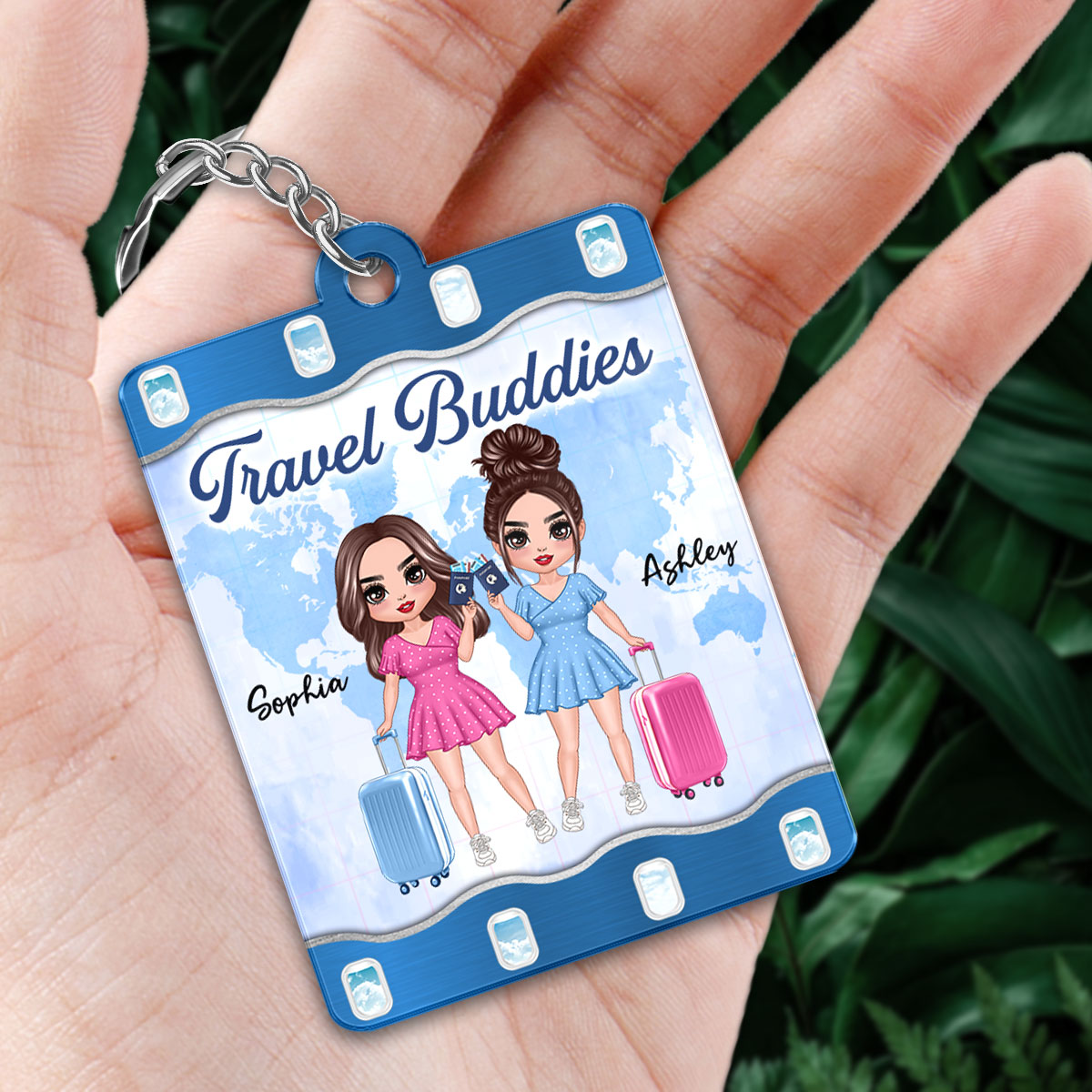 Travel Besties Personalized Acrylic Keychain