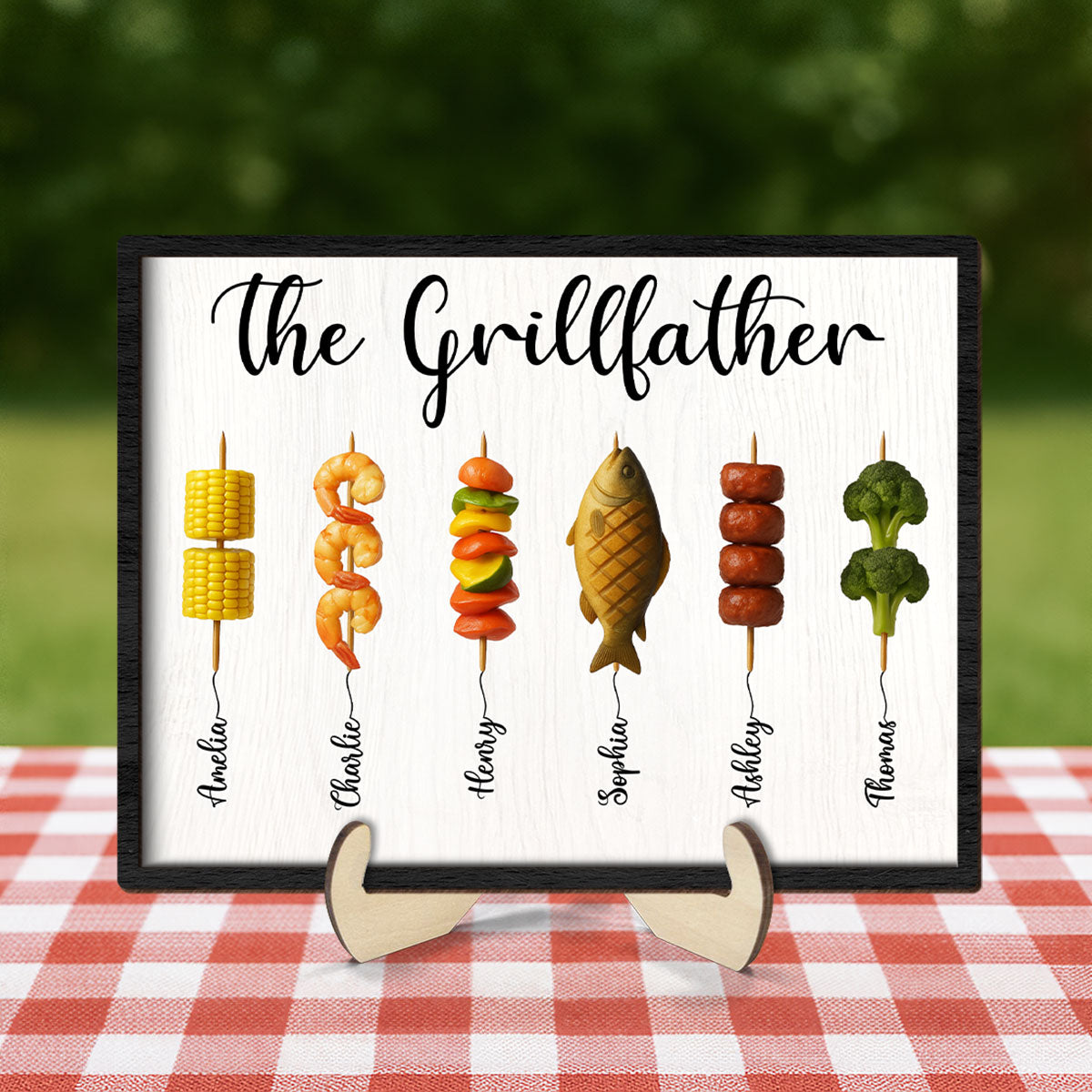 Best Grilling Dad Ever With Kids' Names Personalized 2-Layered Wooden Plaque, Father's Day Gift For Husband, For Dad, For Grandpa