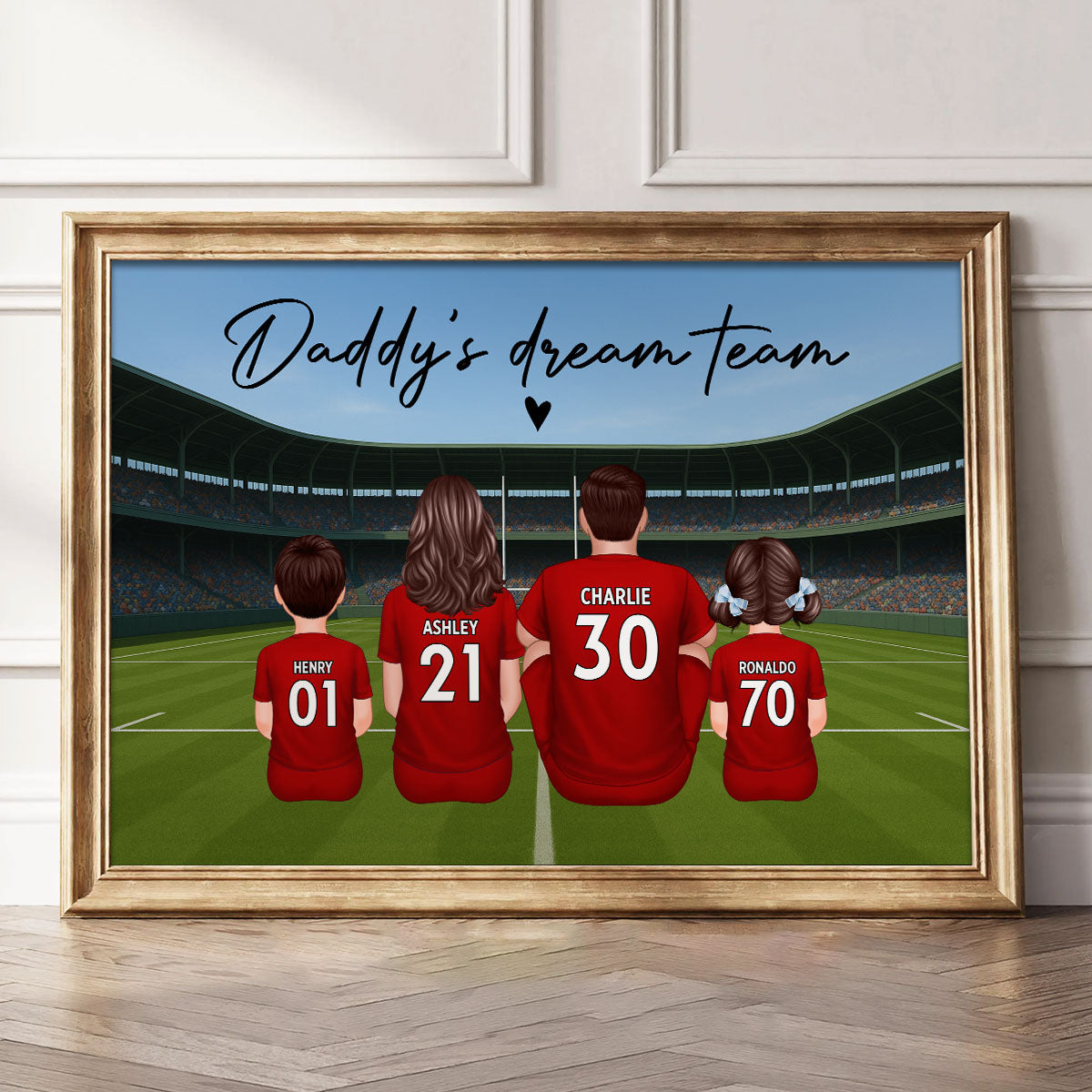 Rugby Family Daddy's Dream Team Personalised Poster| Heartfelt Father's Day Gift For Dad, Husband