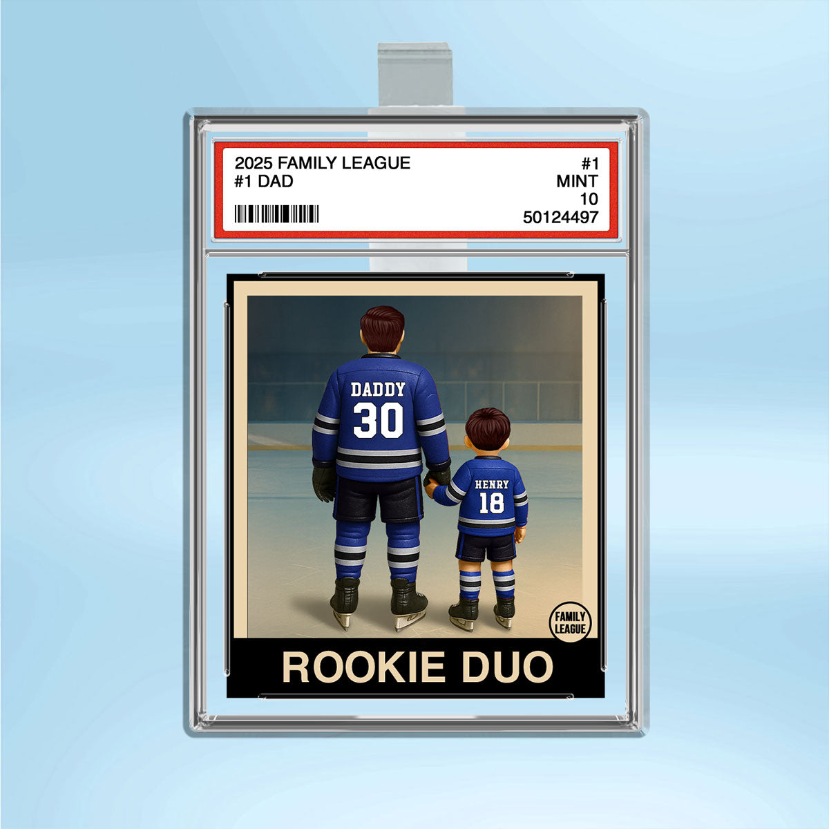 Hockey No. 1 Dad Man & Kids Trading Card Style Personalized Acrylic Car Visor Clip