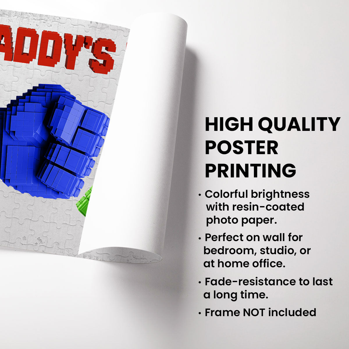 3D Effect Fist Bump Block Daddy Team Personalized Poster