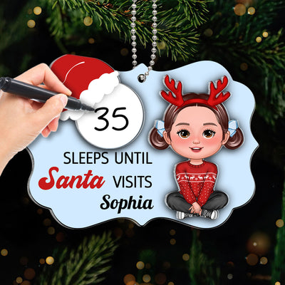 Cute Kid Countdown Sleeps Until Santa Visits Christmas Personalized 2-Layer Acrylic Ornament