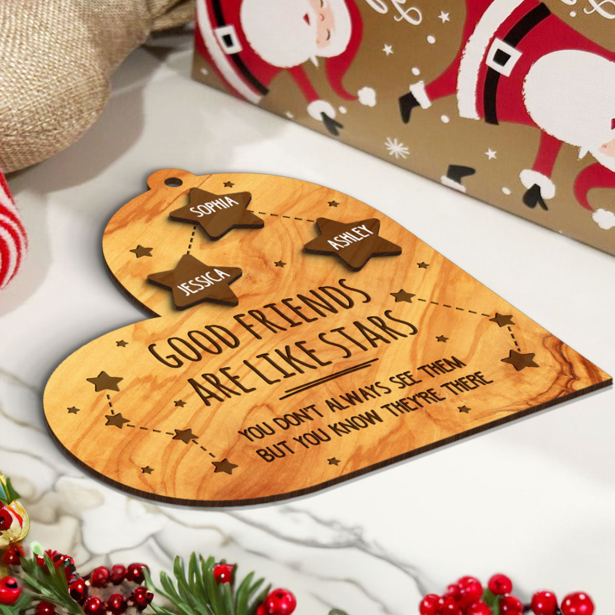 Good Friends Are Like Stars Personalized 2-Layer Wooden Ornament, Best Friends Gift