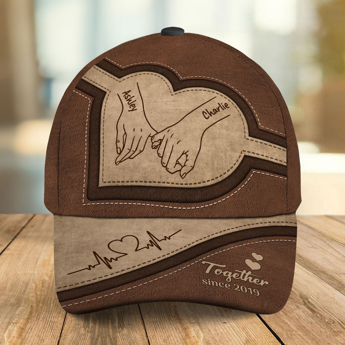 Couple Holding Hands Personalized Classic Cap, Gift For Him, Gift For Her