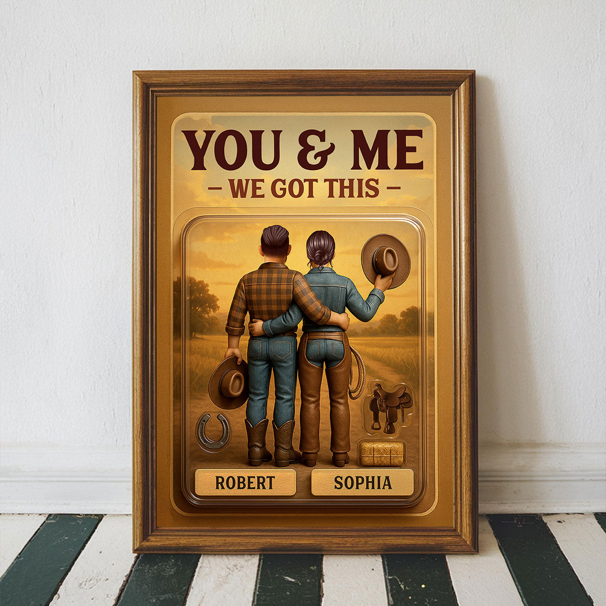 God Blessed The Broken Road 3D Effect Custom Figure Country Vibe Couple Personalized Poster