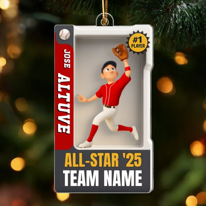 Baseball Player 3D Effect Action Figure - Personalized Acrylic Ornament - Christmas Gift for Son, Grandson