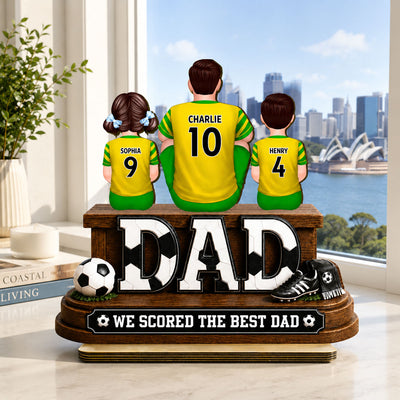 Trending Soccer Dad We Scored The Best Dad - Personalized 2-Layered Wooden Plaque - Gift For Dad, Husband, Soccer Lovers
