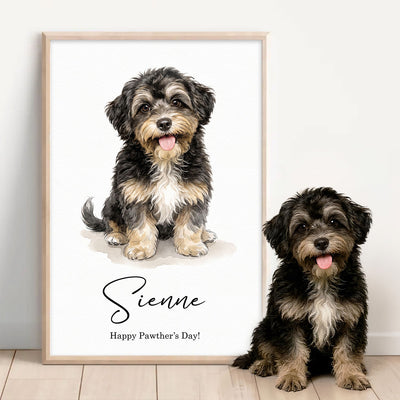 Custom Watercolor Portraits Using Pet Photo - Personalized Poster - Father's Day Gift for Dogs Cats Lovers