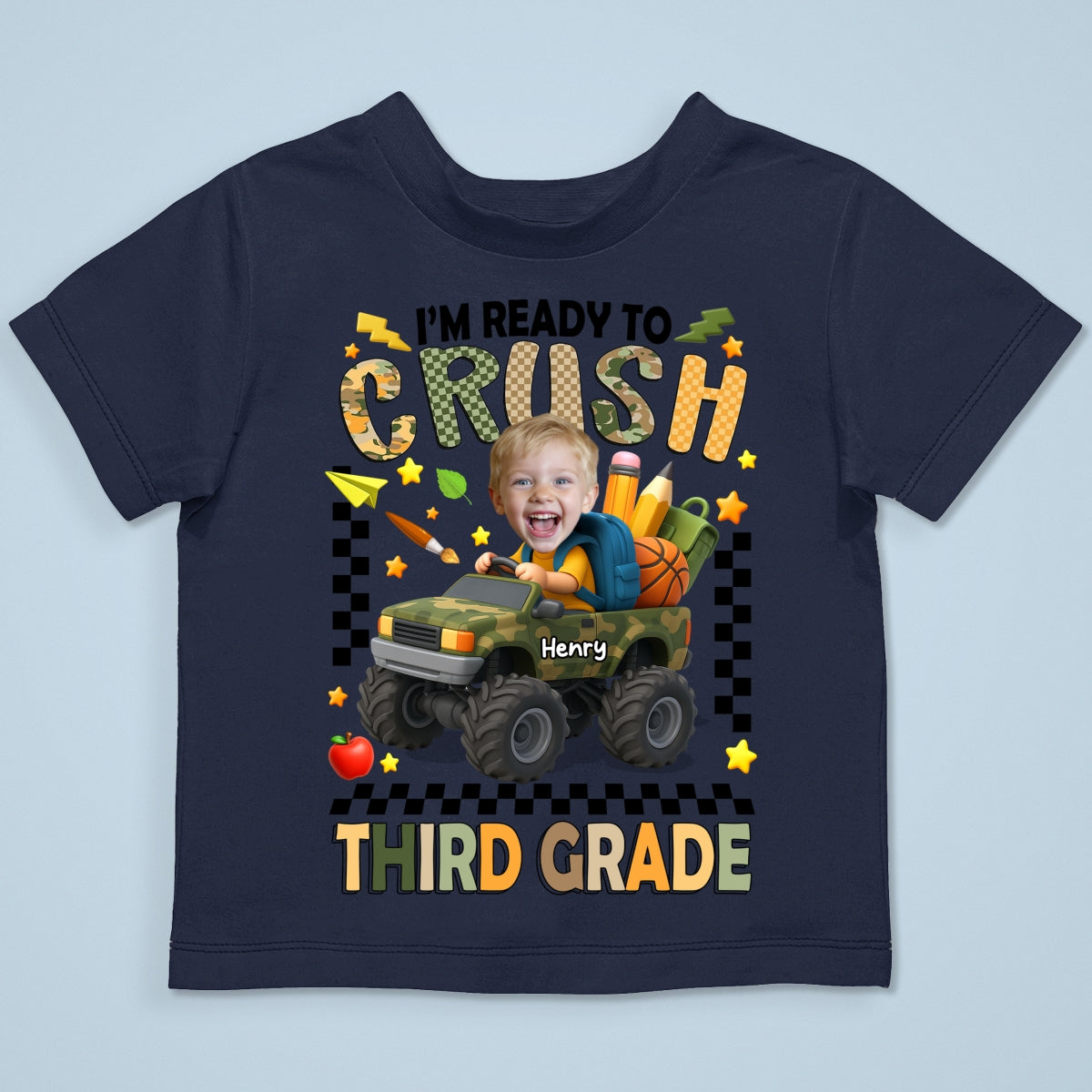 I'm Ready to Crush School Personalized Youth Shirt, Back to School from Pre-K to Fourth Grade for Boys