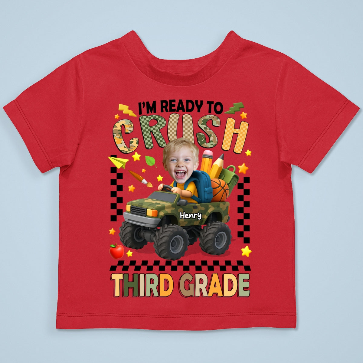 I'm Ready to Crush School Personalized Youth Shirt, Back to School from Pre-K to Fourth Grade for Boys