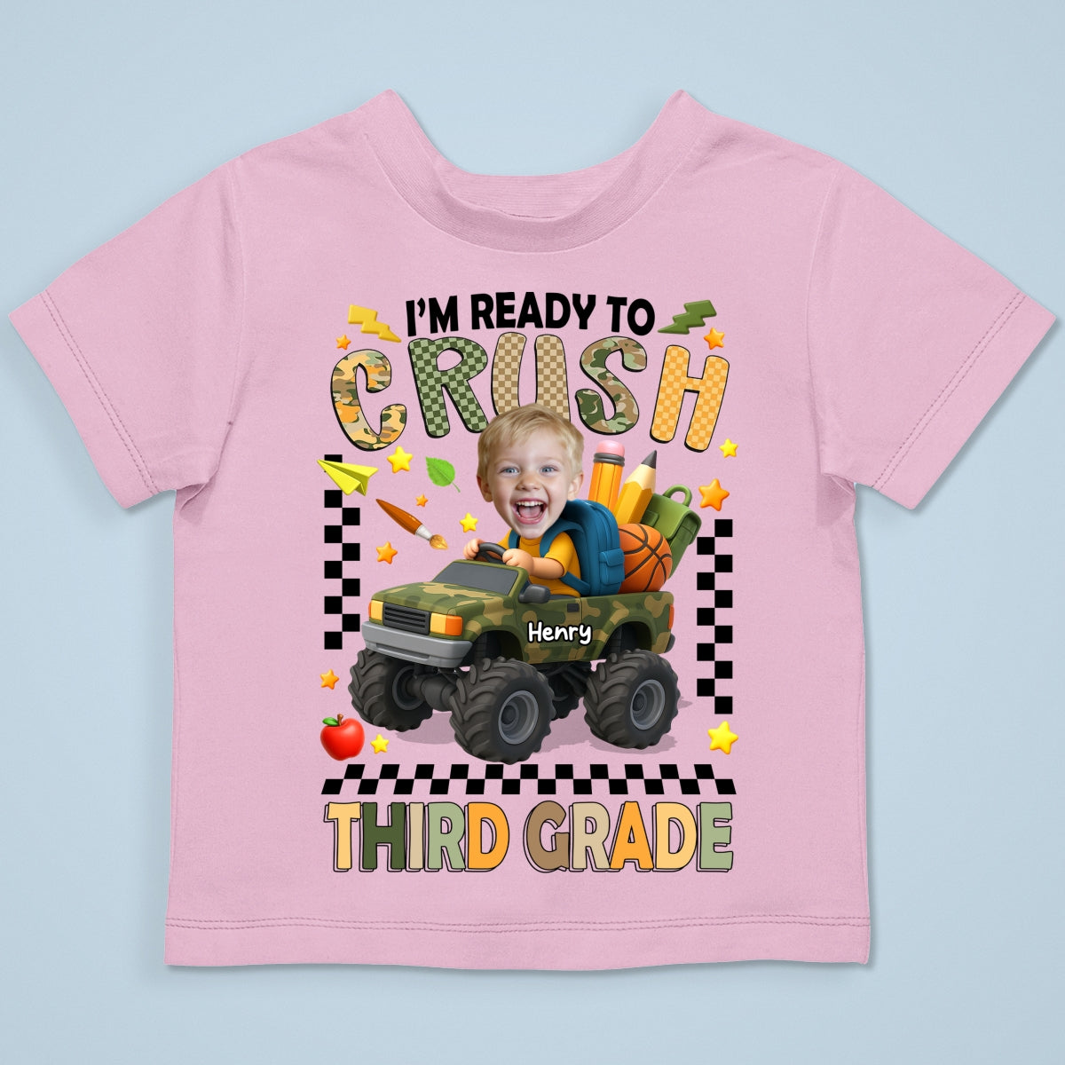 I'm Ready to Crush School Personalized Youth Shirt, Back to School from Pre-K to Fourth Grade for Boys