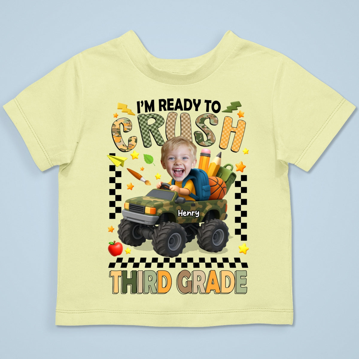 I'm Ready to Crush School Personalized Youth Shirt, Back to School from Pre-K to Fourth Grade for Boys