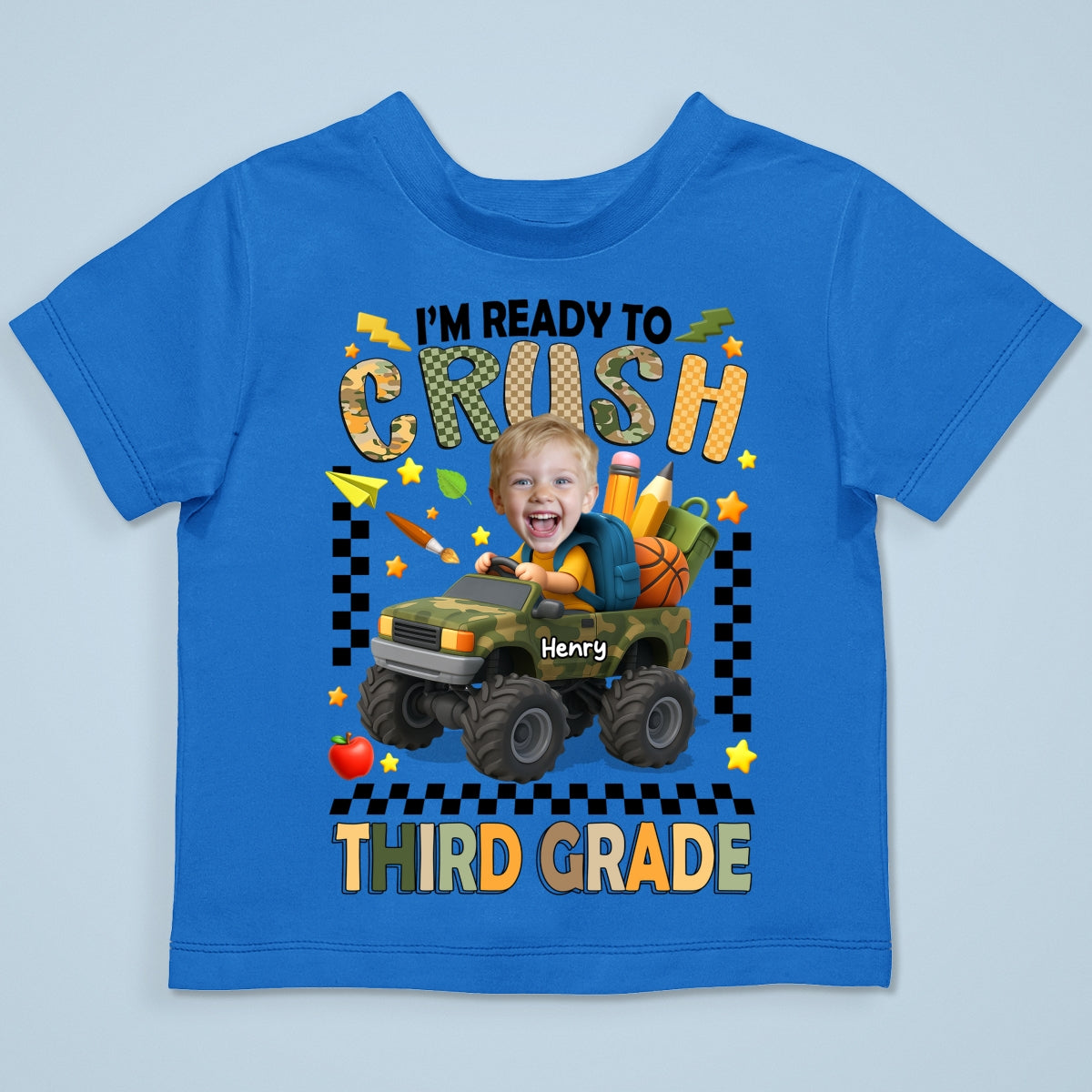 I'm Ready to Crush School Personalized Youth Shirt, Back to School from Pre-K to Fourth Grade for Boys