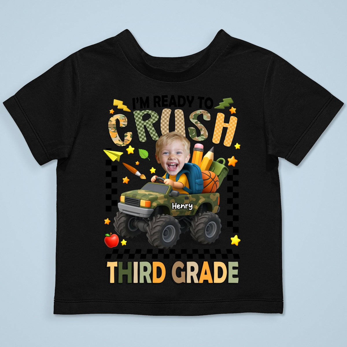 I'm Ready to Crush School Personalized Youth Shirt, Back to School from Pre-K to Fourth Grade for Boys