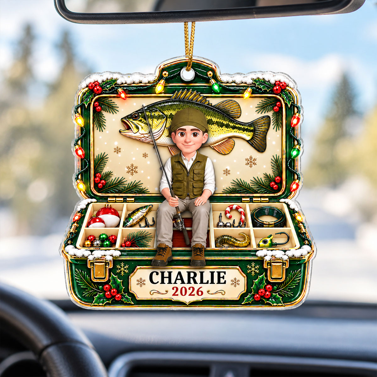 Trending Christmas Fishing - Personalized Acrylic Ornament - Gift For Dad, Husband, Grandpa, Fisherman