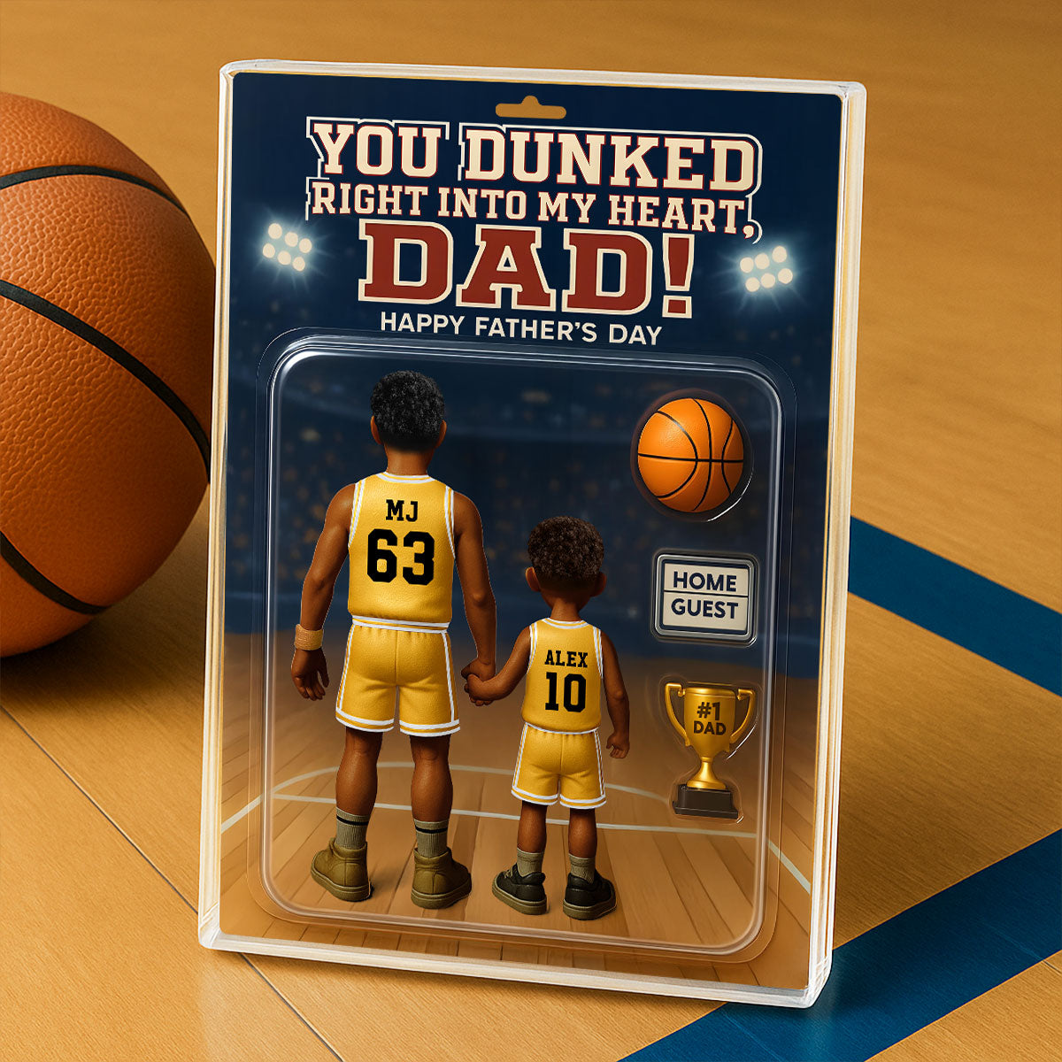 You Dunked Right into my Heart Dad, Basketball Custom Figure - Personalized Acrylic Block Plaque - Gift For Dad, Gift For Husband, Gift For Grandpa