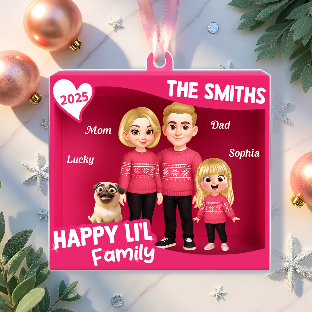 Family 3D Action Figure Toy Box - Personalized Acrylic Ornament - Christmas Gift For Family, Husband, Wife