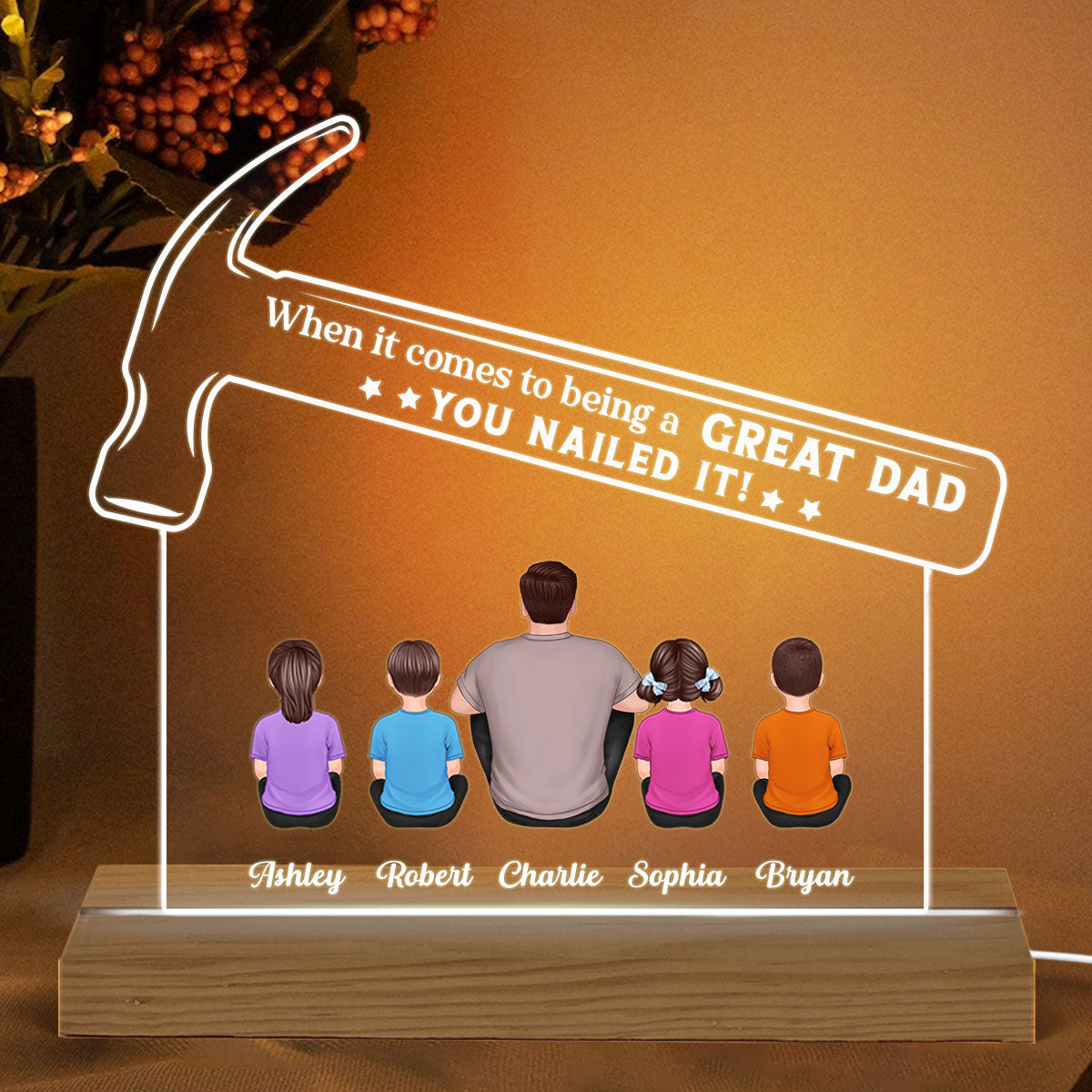 Dad You Nailed It Father‘s Day Gift Personalized Warm Acrylic Plaque LED Night Light