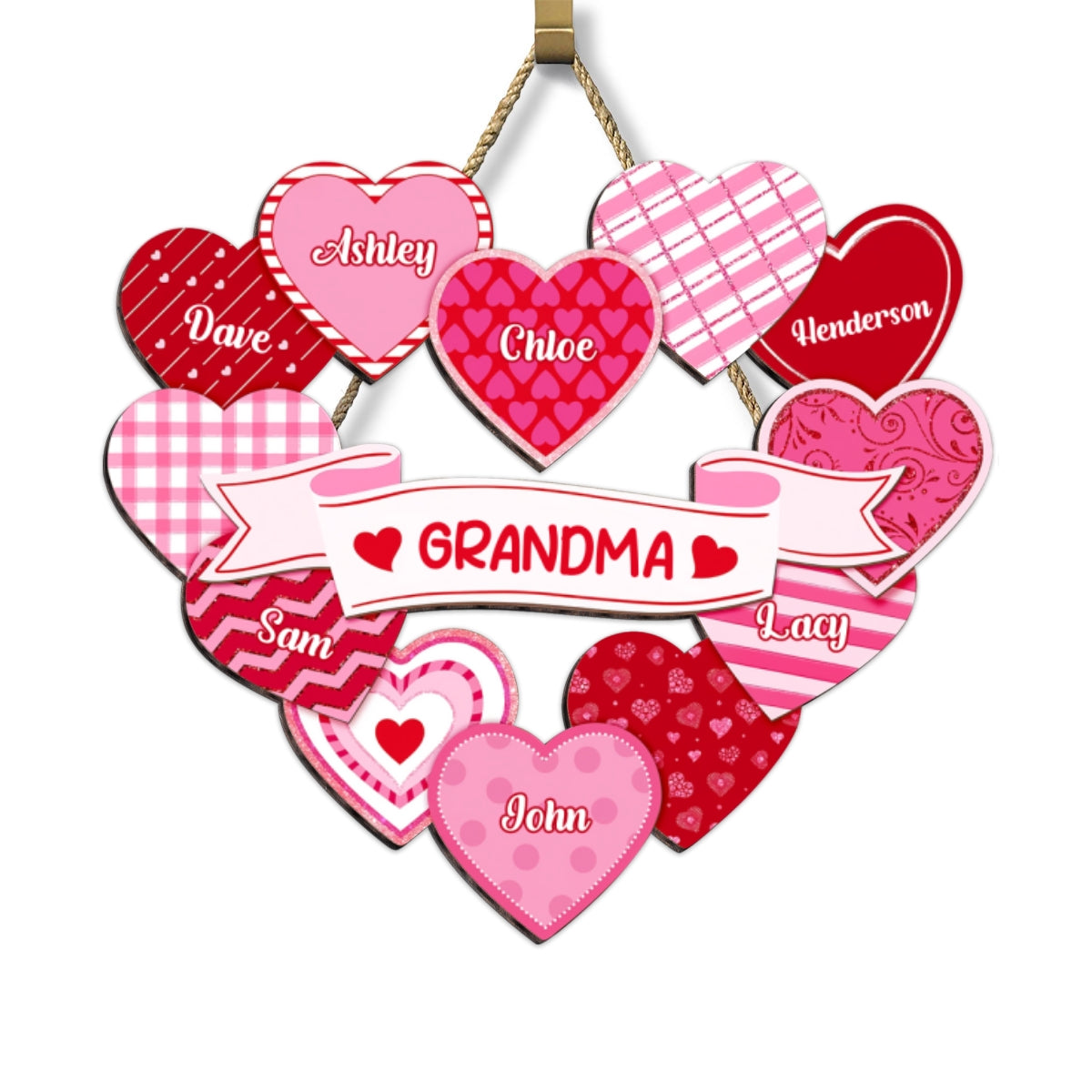 Grandma's Sweethearts Coquette Valentine's Day - Personalized Door Hanger Sign