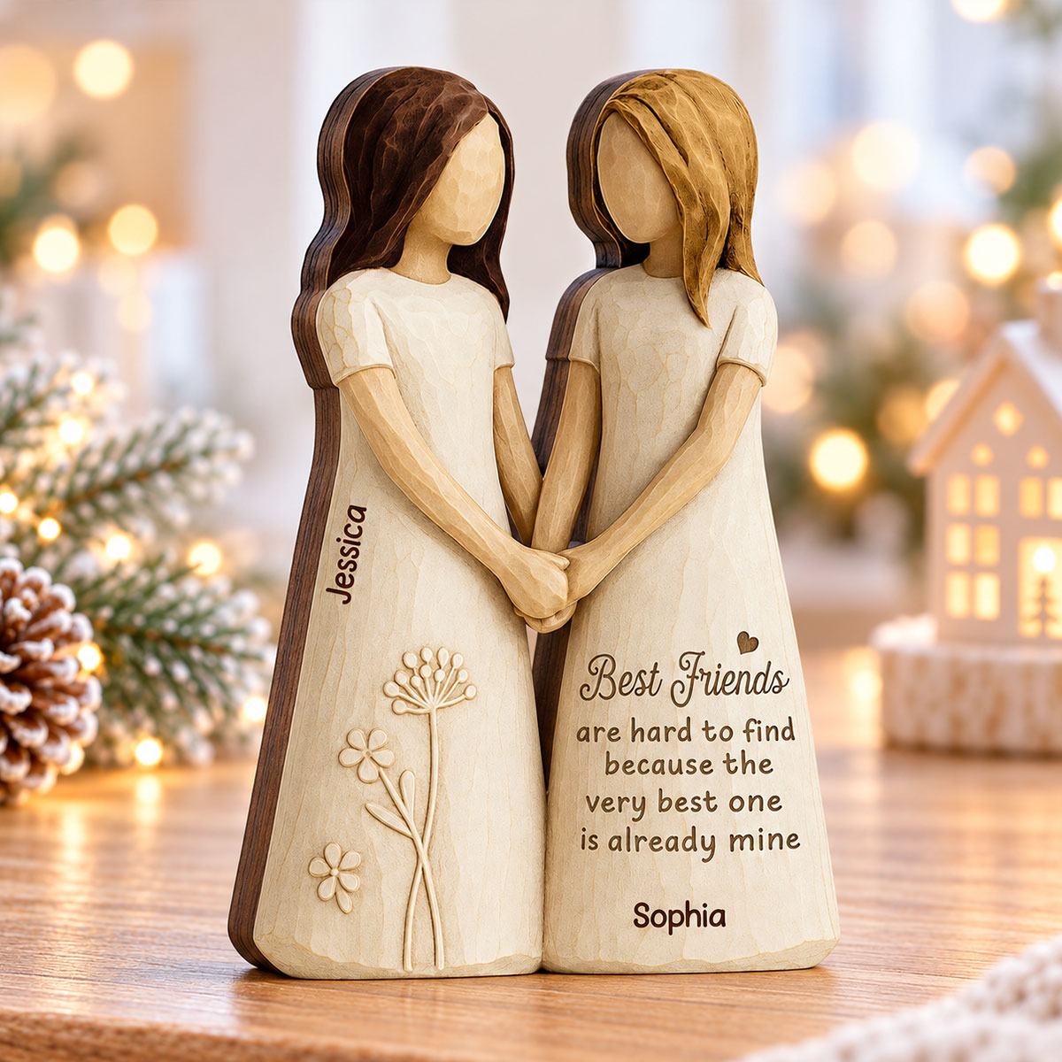 Besties Forever - Personalized Wooden Block Plaque - Christmas Gift For Best Friends