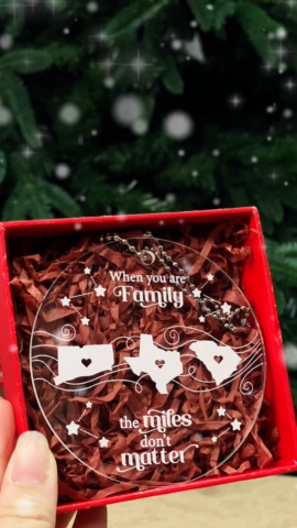 Long Distance Family Friends Siblings Sisters Besties Personalized Acrylic Ornament, Togetherness Christmas Gift