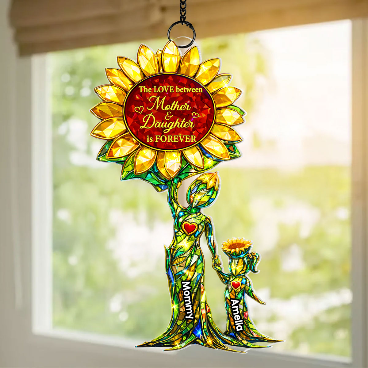 The Love Between Mother And Daughter is Forever - Personalized Suncatcher - Heartfelt Mother's Day Gift for Mom, Wife